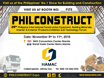 Hamac asistirá a la exposición Philconstruct 2018 en Manila, Filipinas